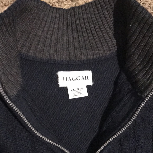 HAGGAR. XXL/EEG BLUE SWEATER 3/4 zipp up - Picture 2 of 4